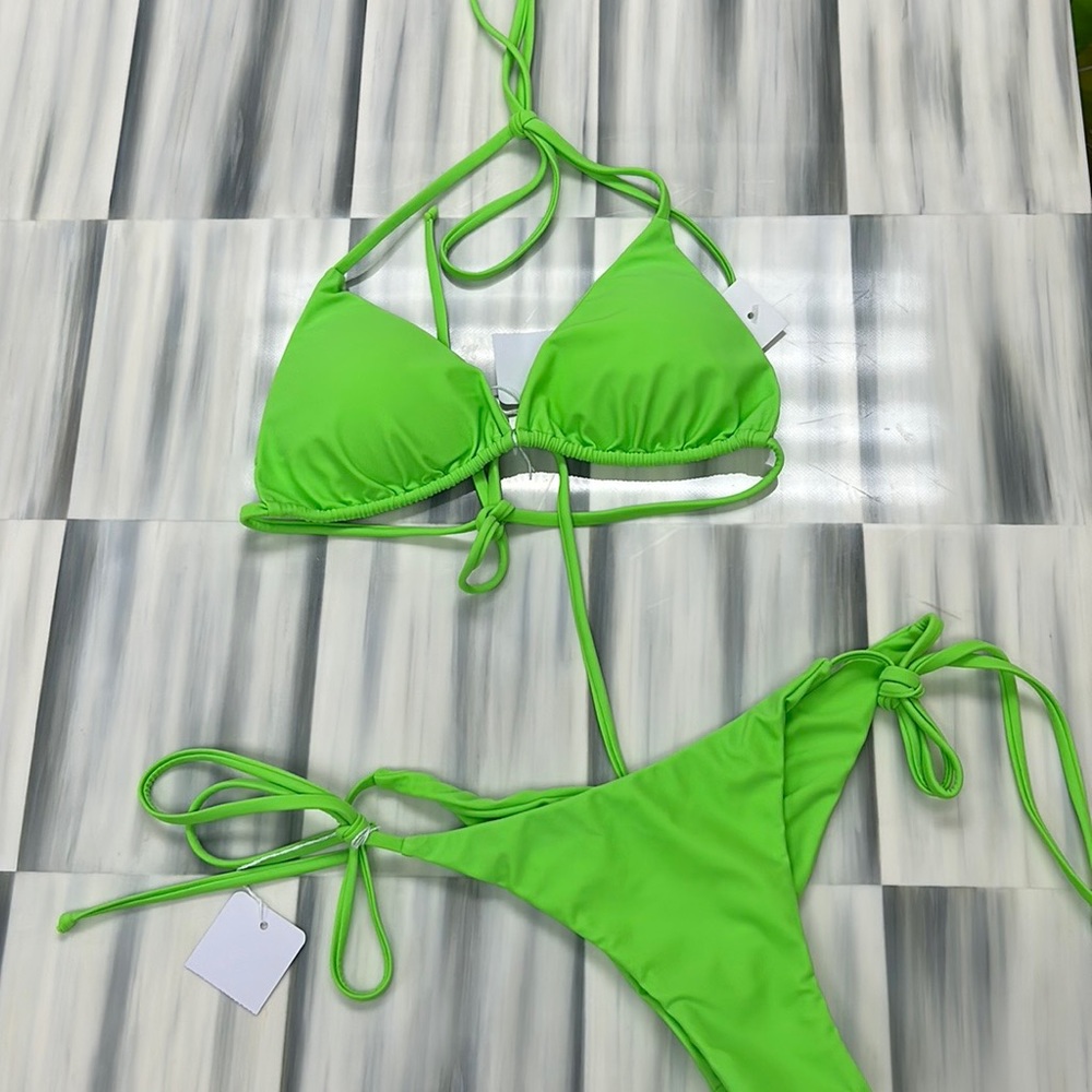 Neon green bikini top